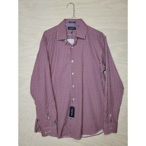 Nautica Men's SZ M 15-15 1/2 34/35 Button Up Down Shirt Check Long Sleeve NWT